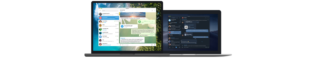 Telegram Web mostrato in parallelo su desktop e mobile